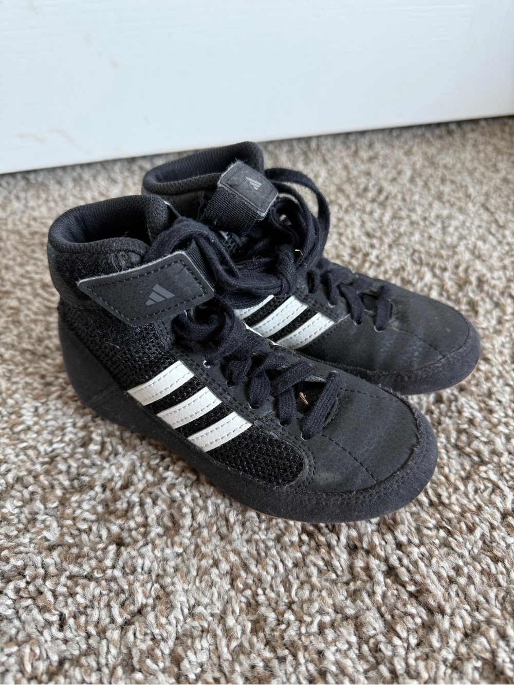 adidas Kids Black and White wrestling shoes